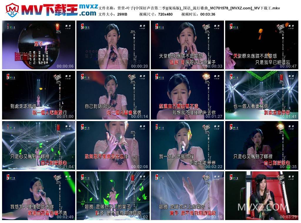 萱萱-叶子(中国好声音第二季)(现场版)_国语_流行歌曲_MC701578